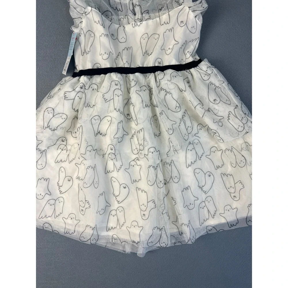 Cat & Jack Ghost Halloween Tulle Dress Spooky Whimsigoth Gothic Kids 5T